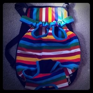 Multicolored Striped Dog Carrier Pack Medium